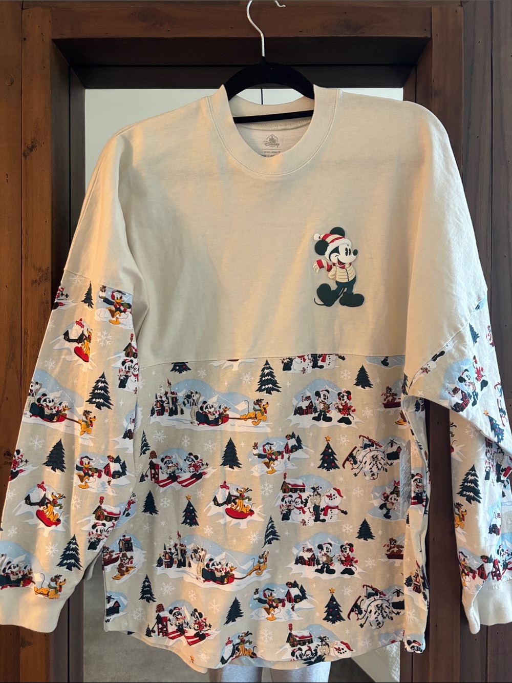 Disney Cream Long Sleeve Holiday Graphic Tee